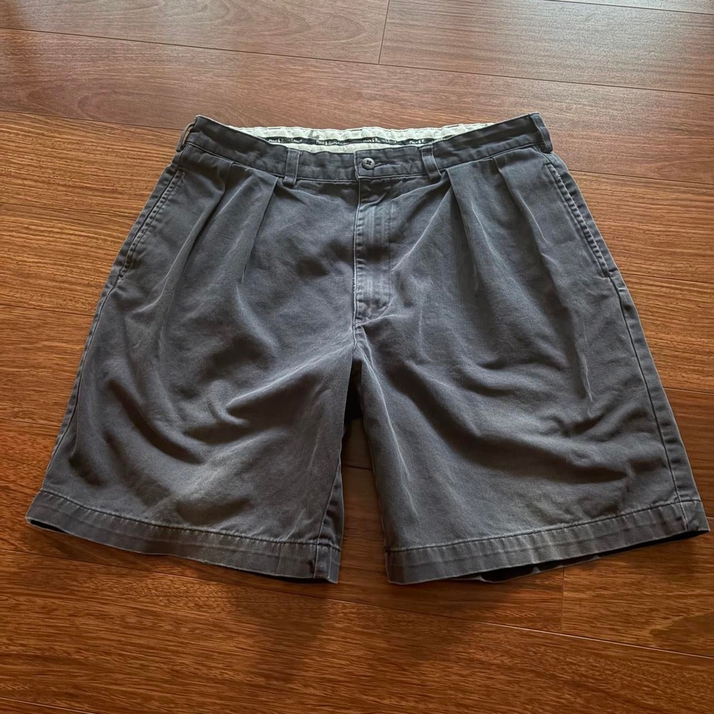 Y2K Polo Ralph Lauren Vintage Faded Black Pleated Chino Shorts Baggy Frat Preppy